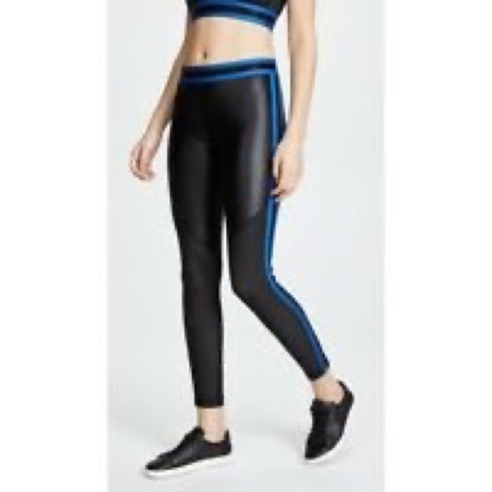 ALALA FAUX LEATHER VARSITY LEGGINGS; XS/S